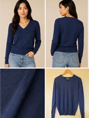 Classic Navy V-Neck Sweater by